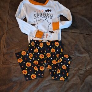 Carter's White and Orange Halloween Pajama Set